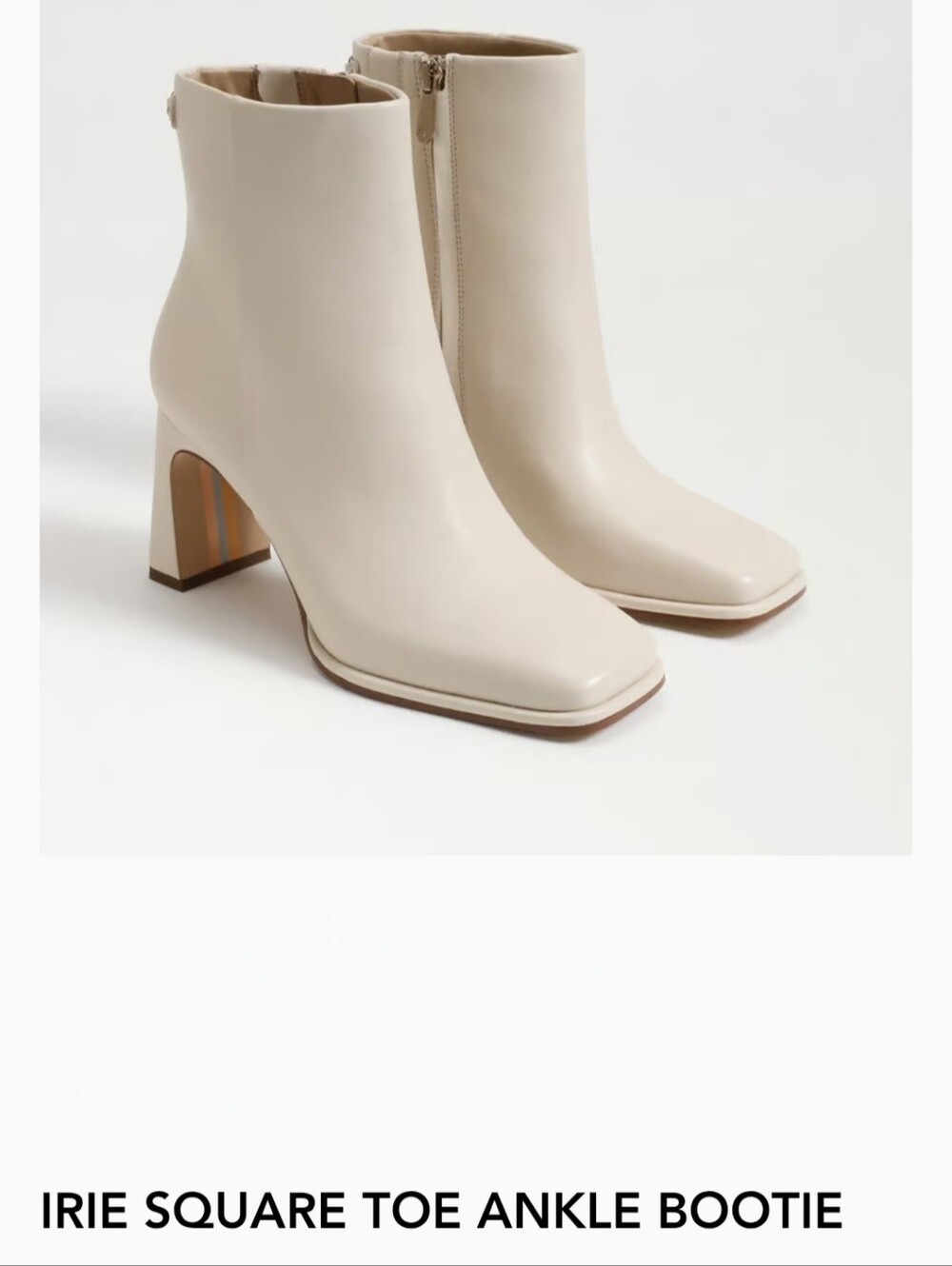 Sam Edelman Irie Cream Square Toe Block Heel Ankle Boots 10 New Office Business